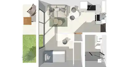 Plano general del coliving LEVELSMONT - Fase 1